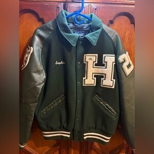Green Varsity Jacket with Patches